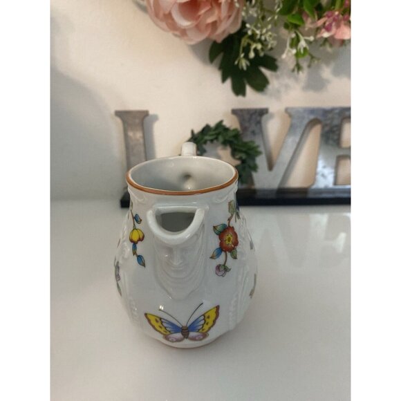 Estee Lauder Chinoiserie Floral Porcelain Creamer Pitcher Butterfly & Flowers - Picture 10 of 16